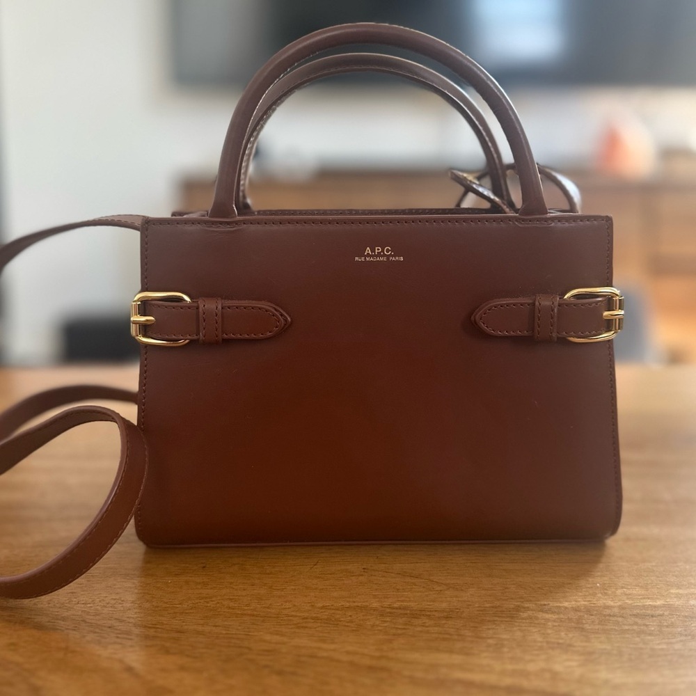 A.P.C. Farrah Small Brown Leather Top Handle Bag